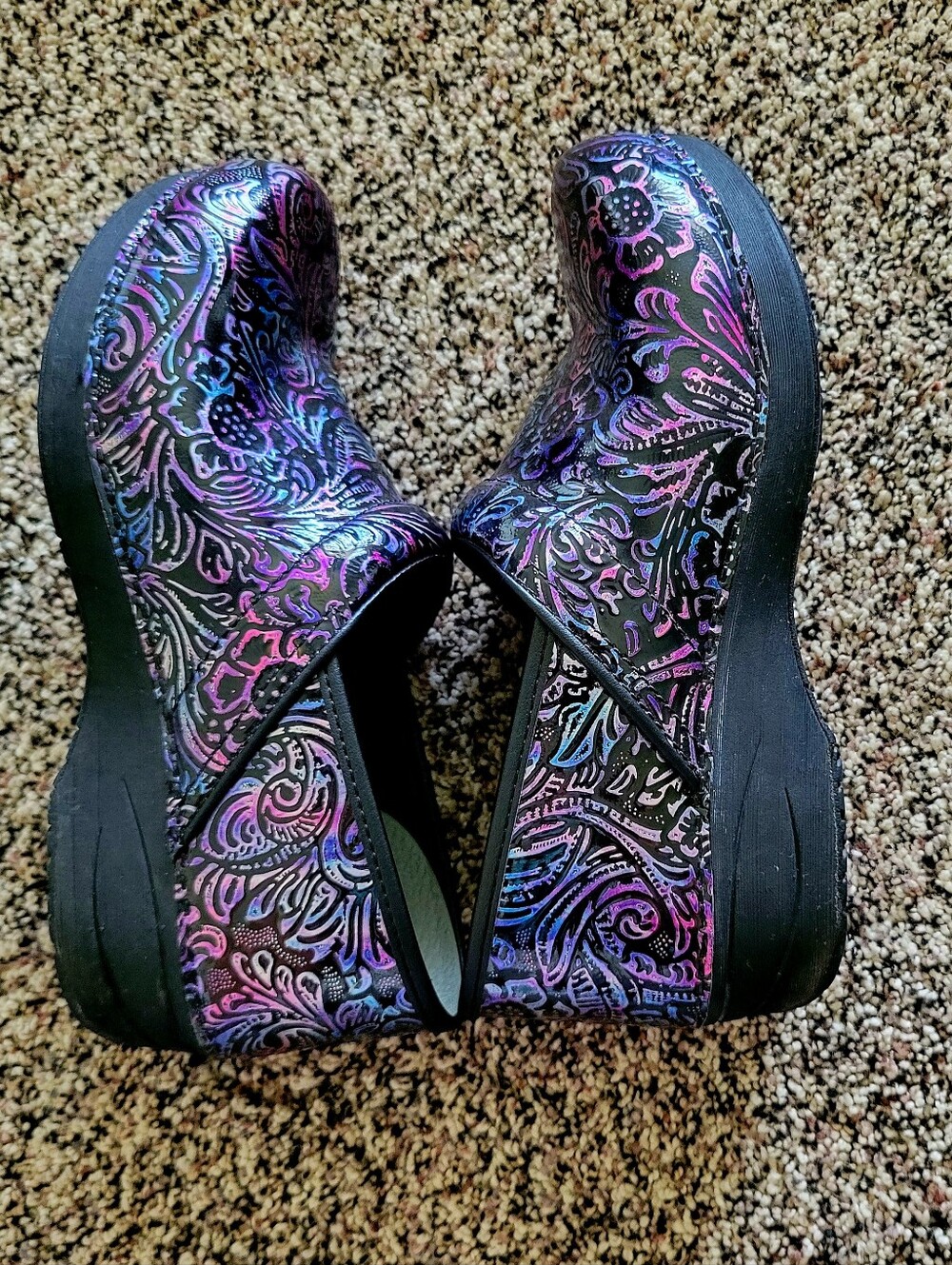 Dansko XP 2.0 Women's Black Iridescent Paisley Mules - Picture 2 of 6